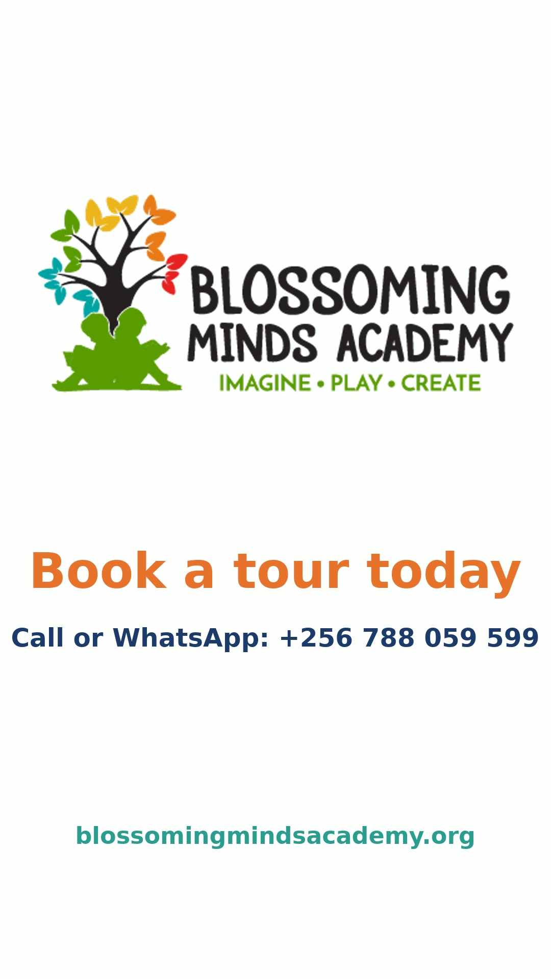 Official Blossoming Minds Academy logo and book a tour invitation